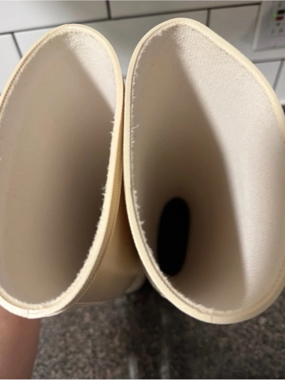 Twin-Set Cream Tall Women's Rain Boots with Black Sole
